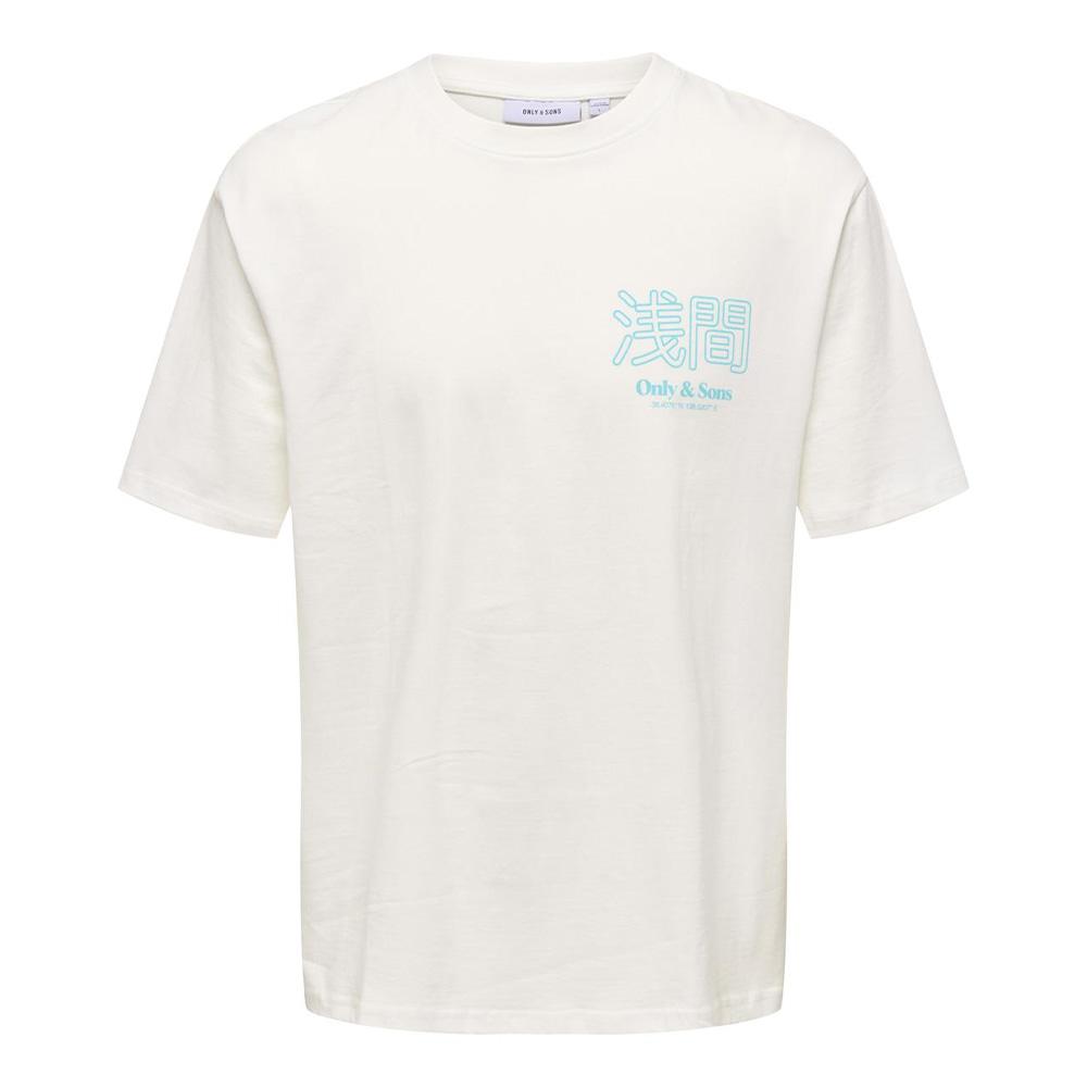T-Shirt Blanc/Bleu Homme Only & Sons Mountain pas cher