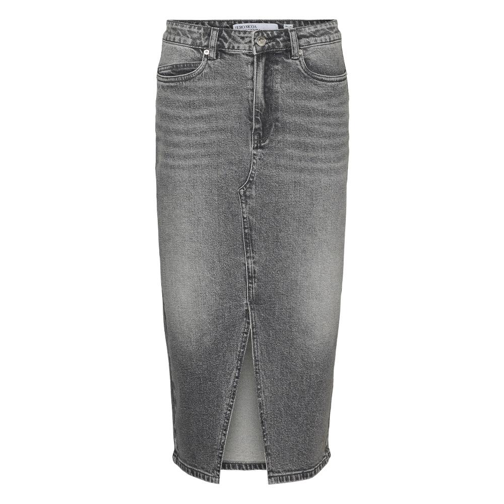 Jupe en Jean Longue Gris Femme Vero Moda Calf Denim Skirt vue 3