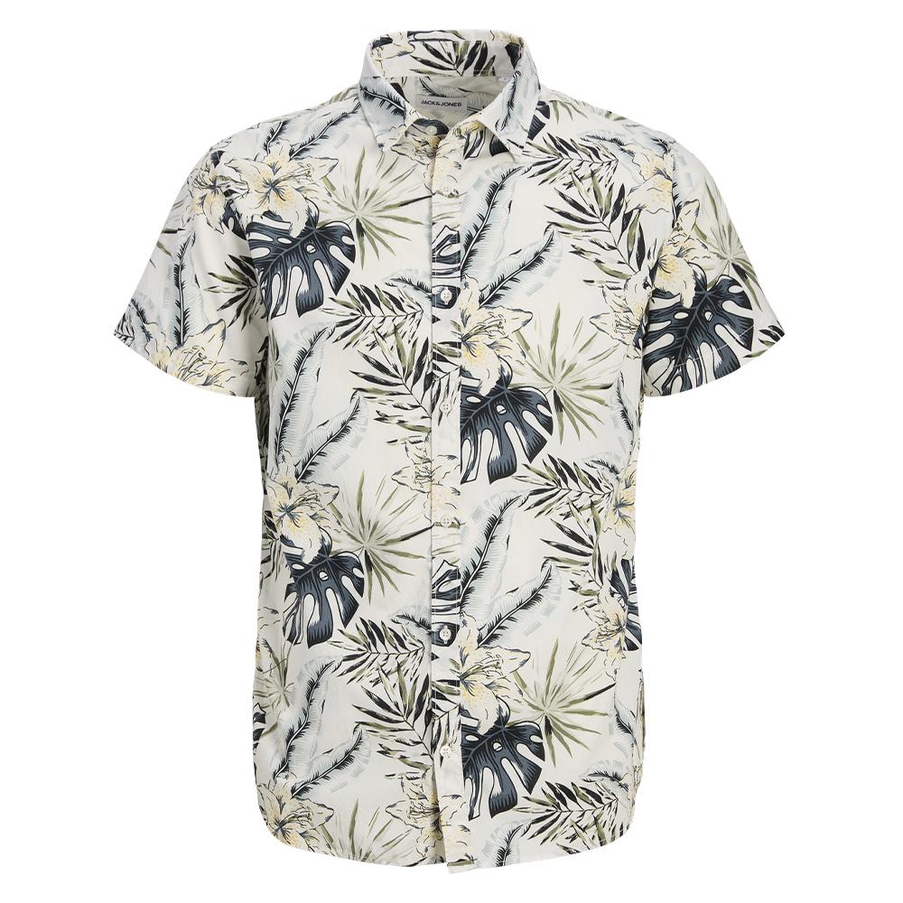 Chemise Blanches/Marine Homme Jack & Jones Hawaii vue 3