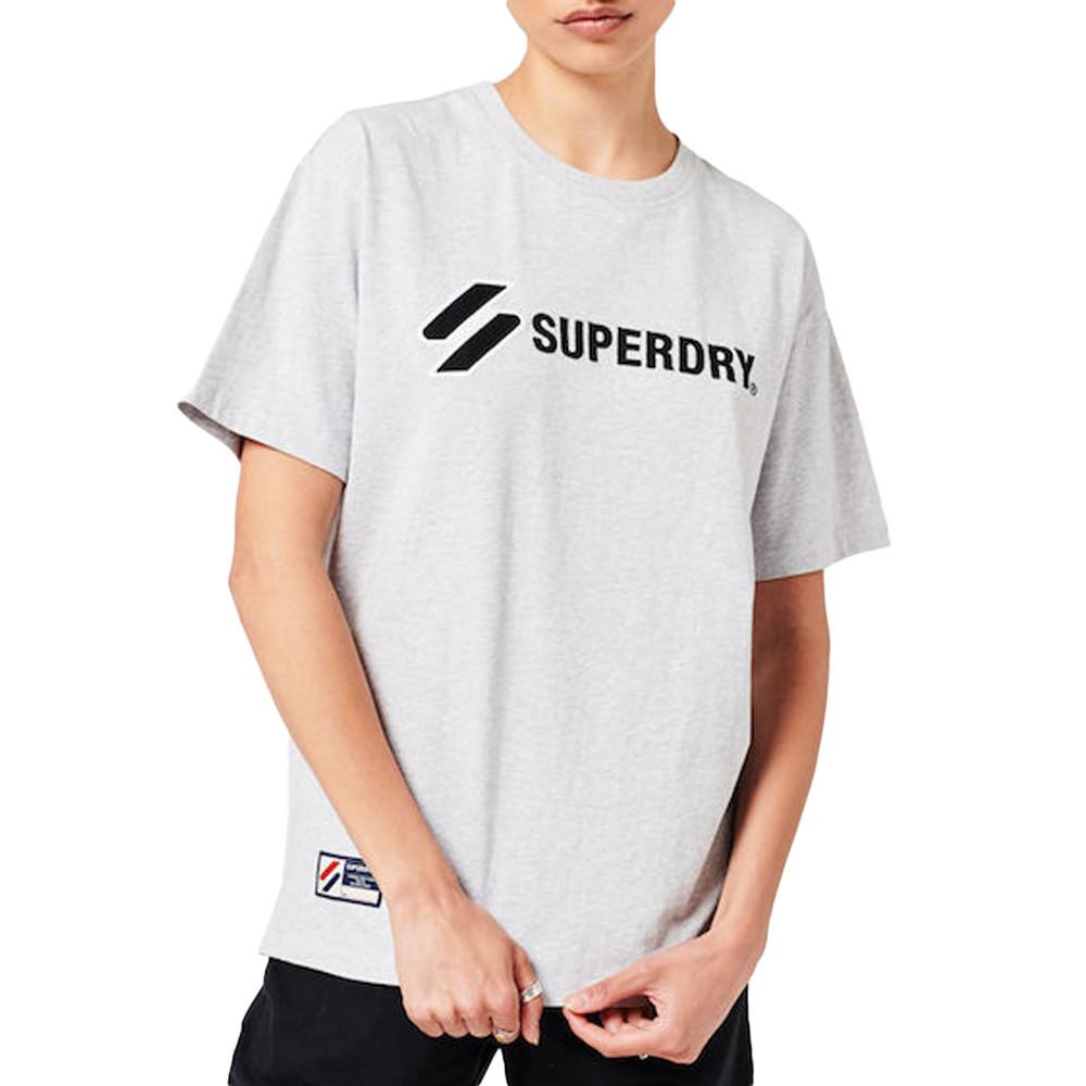 T-shirt Gris Femme Superdry Applique pas cher