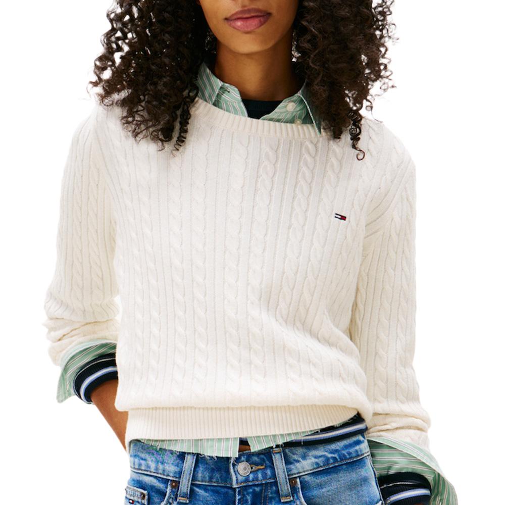 Pull Blanc Femme Tommy Hilfiger Tjw Cable Essential pas cher
