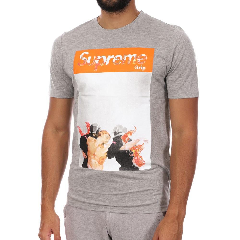 T-shirt Gris Homme Supreme Grip Police pas cher