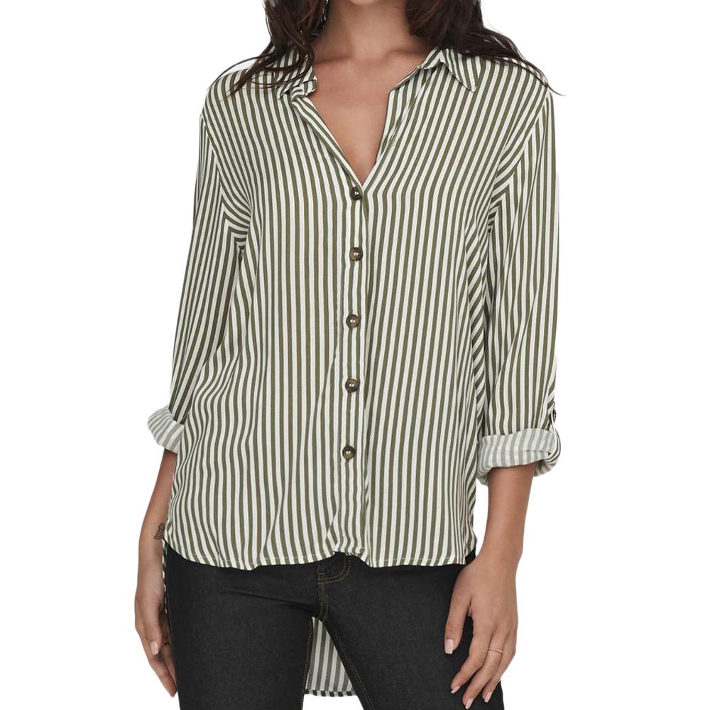 Chemise à Rayures Blanc/Kaki Femme JDY Laurel pas cher