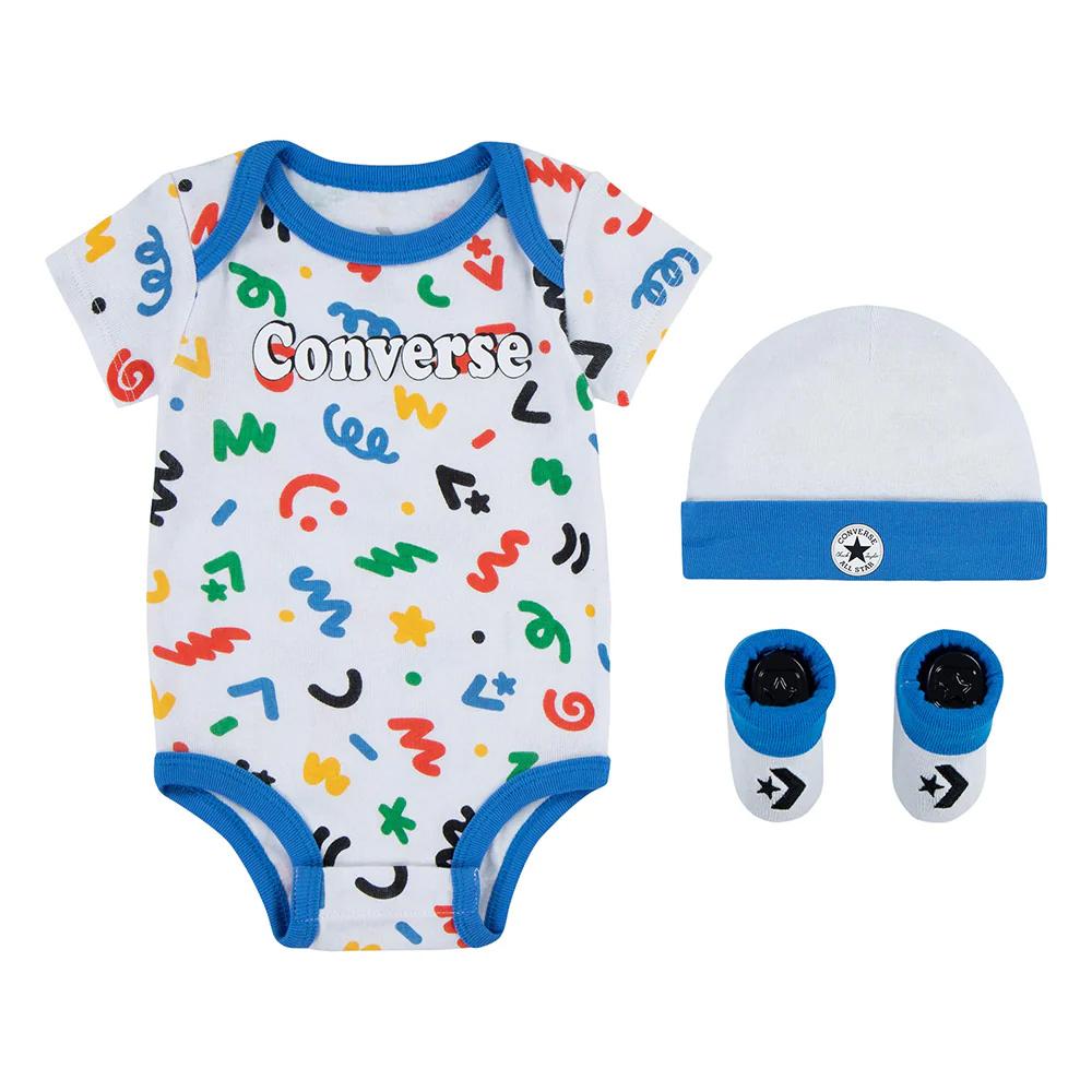 Ensemble Blanc/Bleu Garçon Converse Seasonal pas cher