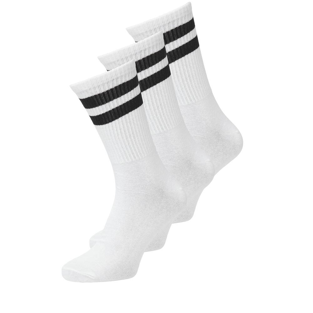 X3 Paires de Chaussettes Blanc/Noir Jack & Jones Tennis Socks 3 pas cher