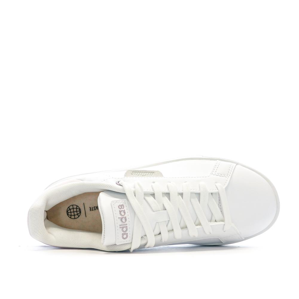 Baskets Blanc/Rose Femme Adidas Court Silk vue 4