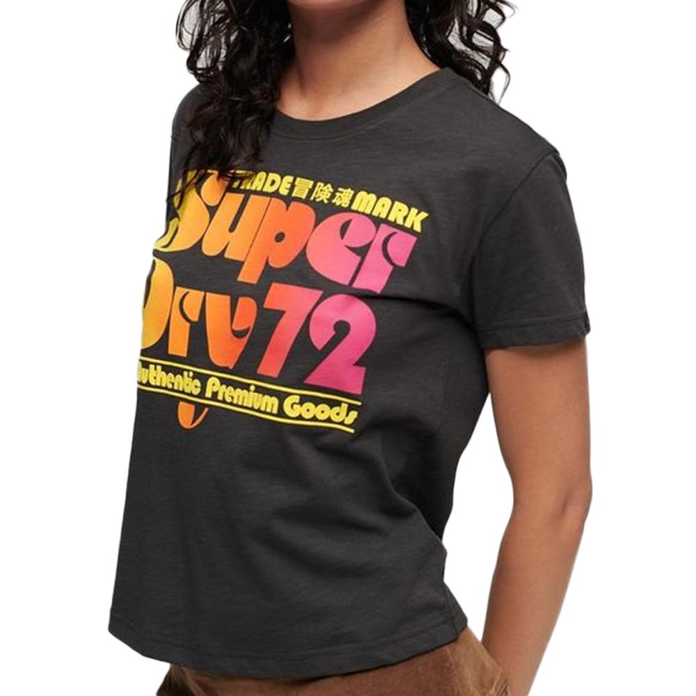 T-shirt Gris Femme Superdry Retro Graphic pas cher