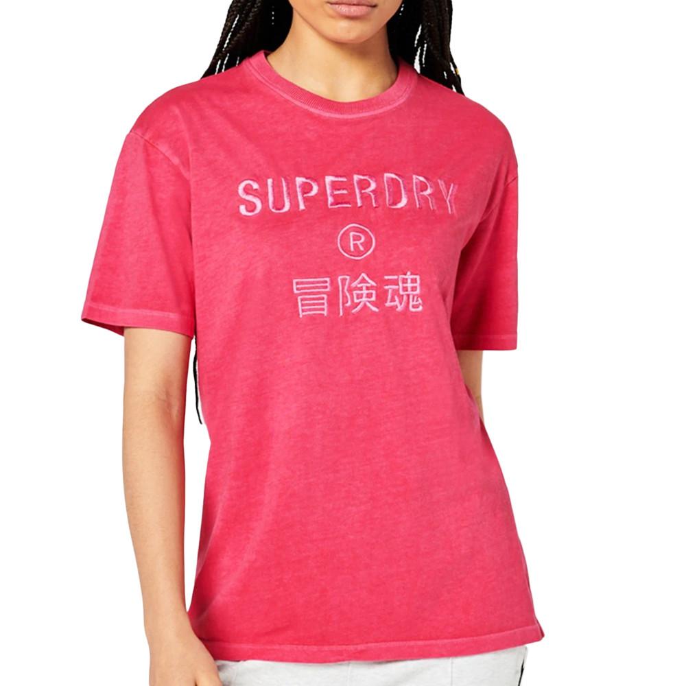 T-shirt Rose Femme Superdry Garment pas cher