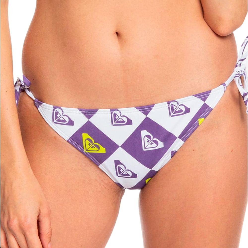 Bas de Bikini Violet/Blanc à carreaux Femme Roxy Kelia pas cher