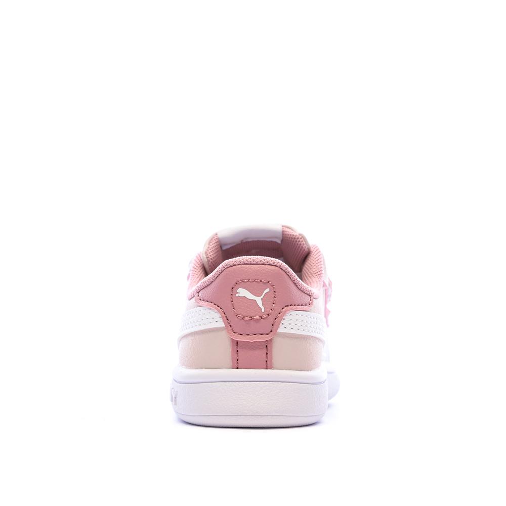 Baskets Rose Fille Puma Smash 3.0 Badges vue 3