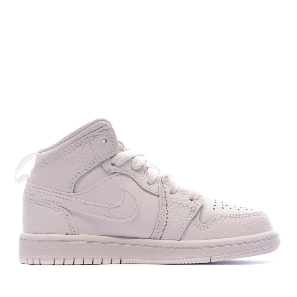 Jordan 1 Mid Baskets Blanches Enfant Nike vue 2