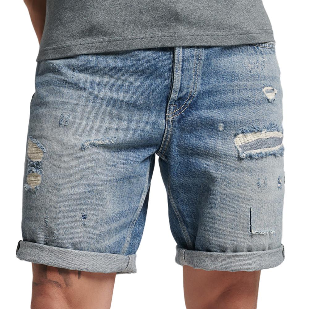 Short en jeans Bleu Homme Superdry Vintage pas cher