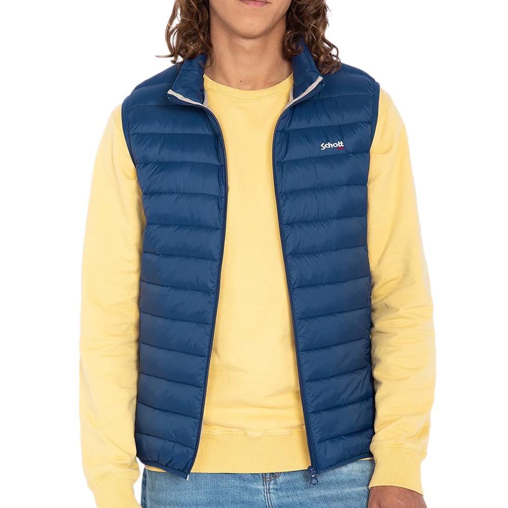 Doudoune Sans Manche Bleu Homme Schott OAKLANDVRS pas cher