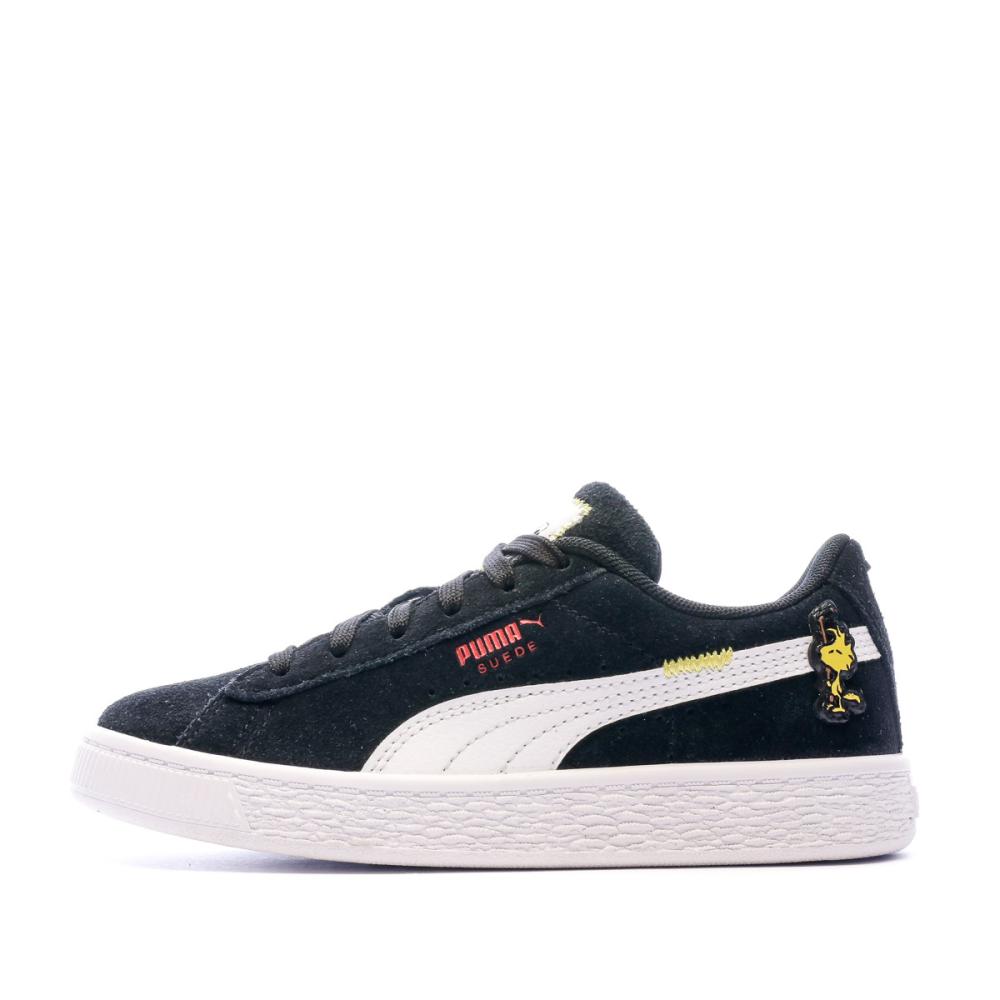 Baskets Noires Enfant Puma Peanuts Suede Classic pas cher