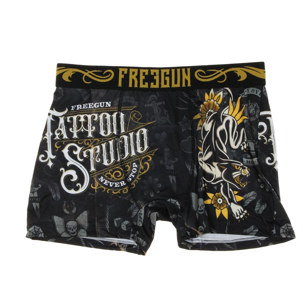 Boxer Noir/Doré Homme Freegun Tattoo pas cher