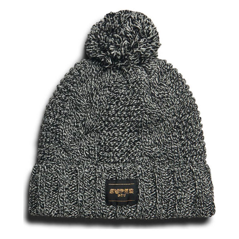 Bonnet Noir Chiné Femme Superdry Cable Knit Beanie pas cher