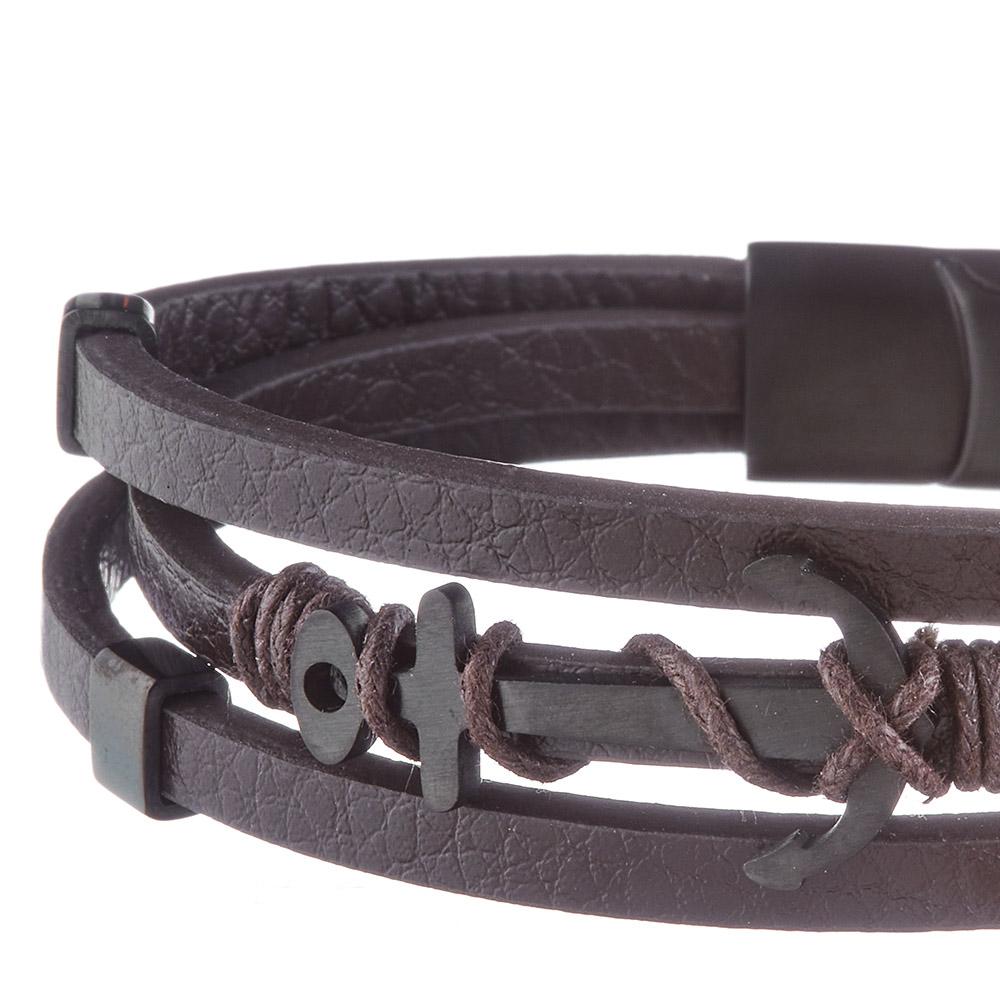 Bracelet Noir Geographical Norway Ancre vue 2