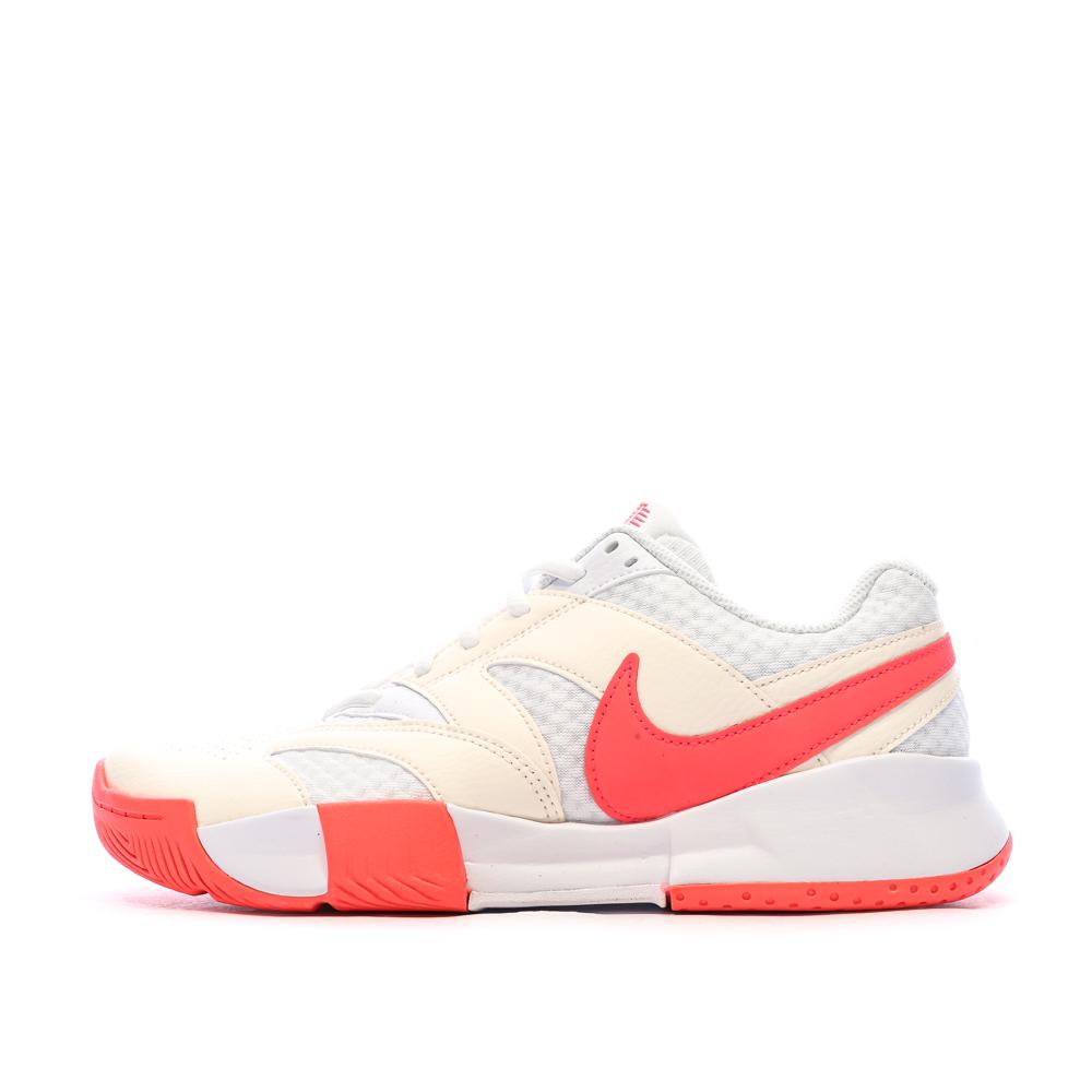 Chaussures de Tennis Blanc/Rose Fluo Femme Nike Court Lite 4 pas cher
