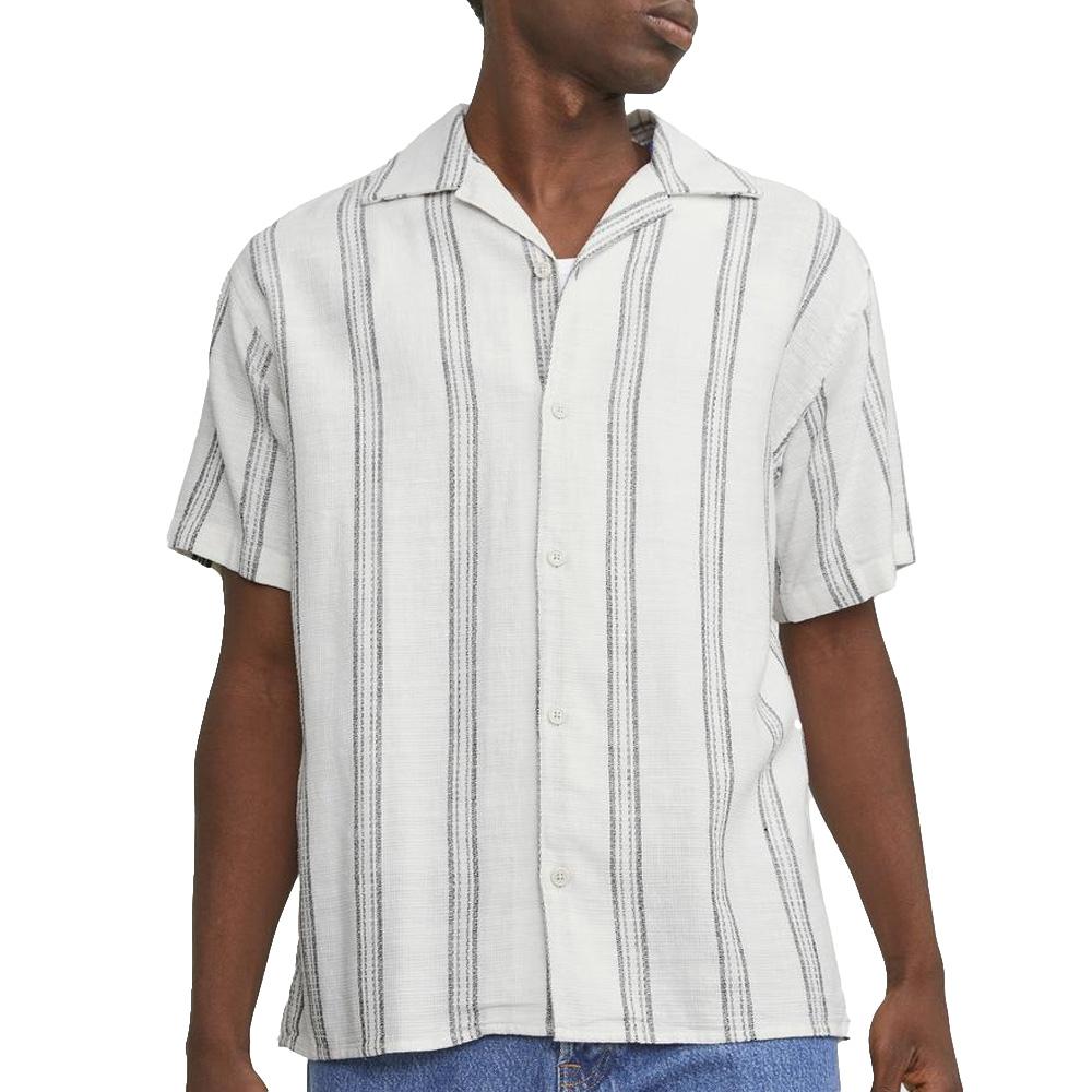 Chemisette Rayures Blanc/Bleu Homme Jack & Jones Cabana pas cher
