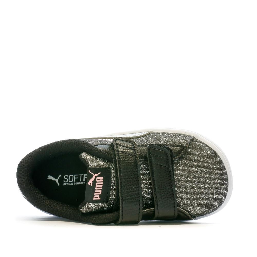 Baskets Grises argentées fille Puma Smash v2 Glitz vue 4