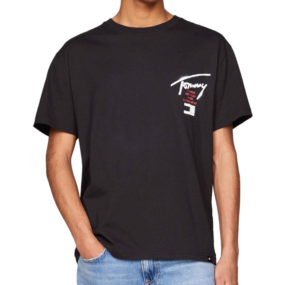 T-shirt Noir Homme Tommy Hilfiger Graffiti pas cher