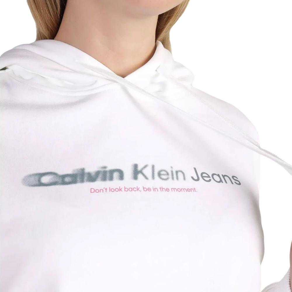 Sweat à capuche Blanc Femme Calvin Klein Jeans Slogan vue 2