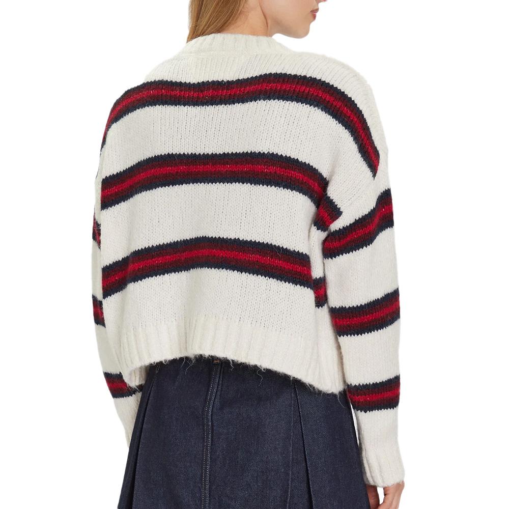 Gilet Ecru à Rayures Femme Tommy Hilfiger Tjw Badge Stripe vue 2