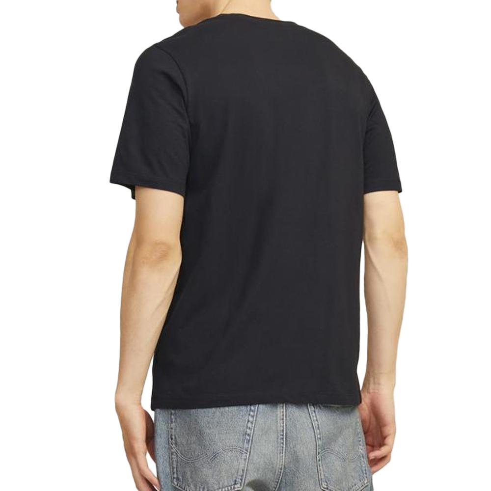 T-Shirt Noir/Blanc Homme Jack & Jones Neck vue 2
