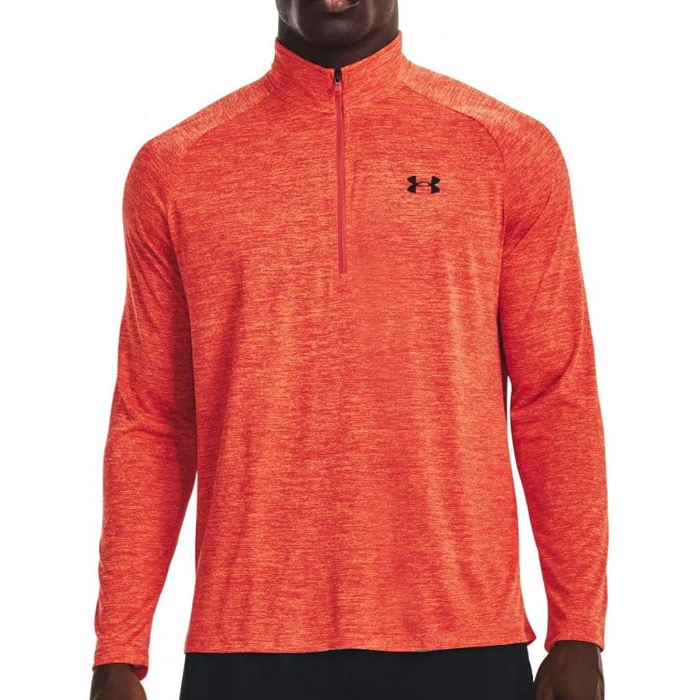 T-shirt Manches Longues Rouge Homme Under Armour Tech 1/2 Zip pas cher