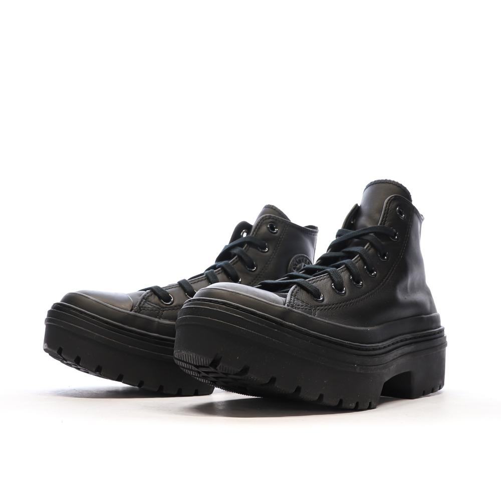 Baskets Noires Femme Converse Leather vue 6