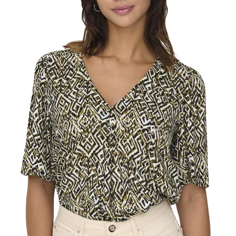 T-Shirt Beige/Noir Femme JDY Nile Life pas cher