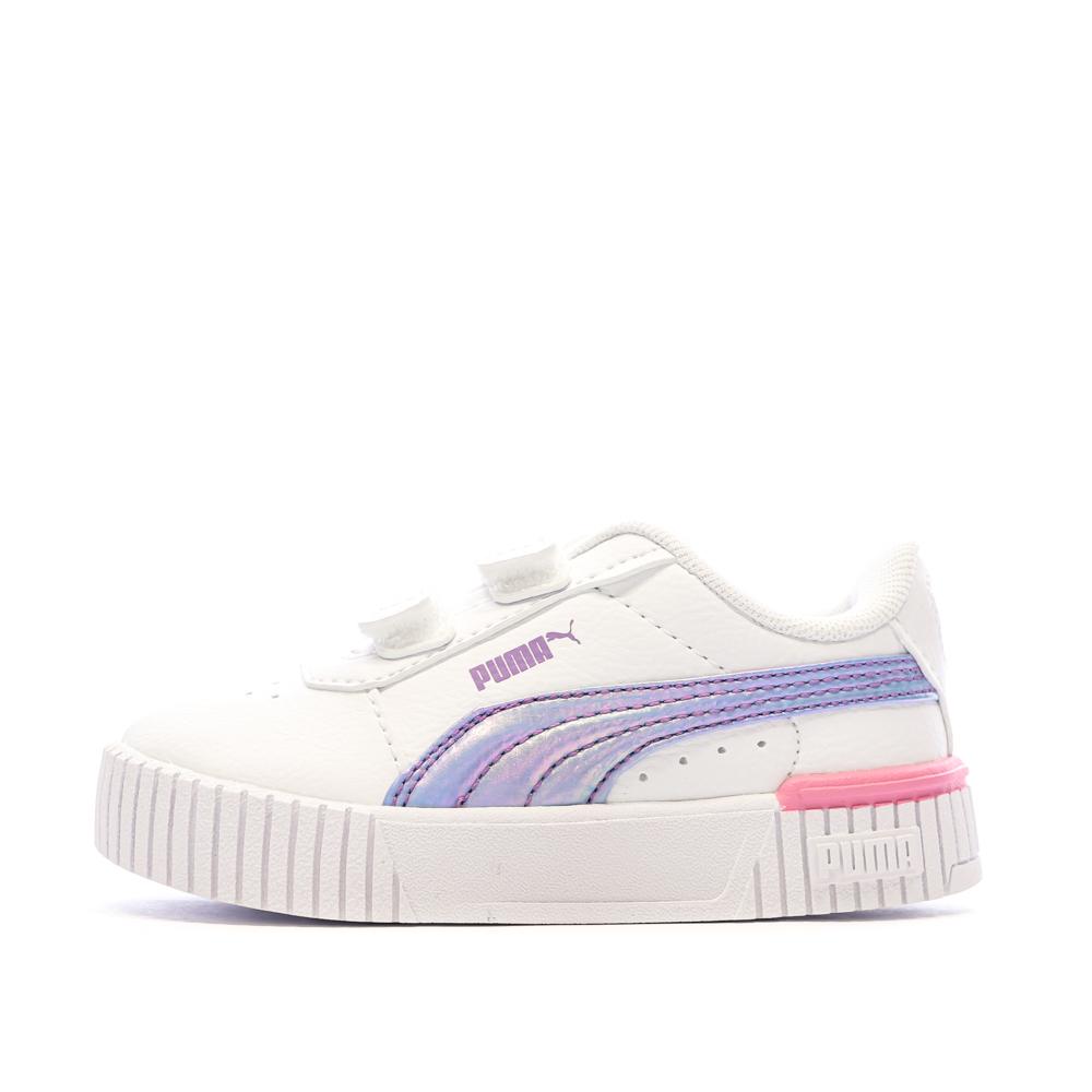 Baskets Blanches/Violette Fille Puma Carina 2.0 Bouncy pas cher