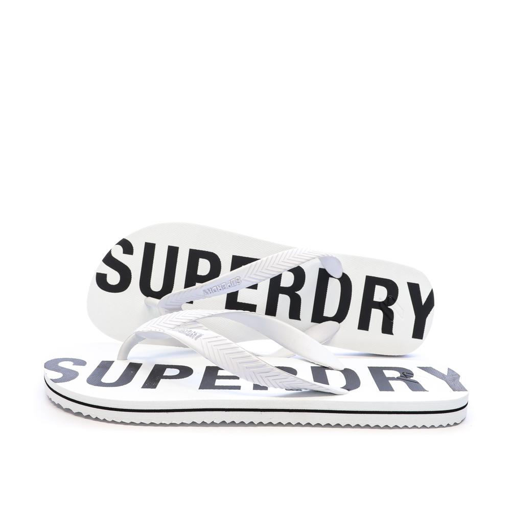 Tongs Blanc/Noir Homme Superdry Code Essential pas cher