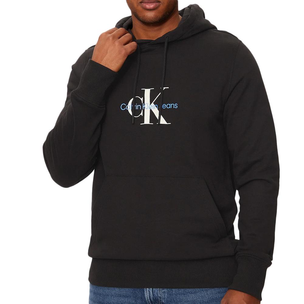 Sweat à capuche Noir Homme Calvin Klein Jeans Distressed Monologo pas cher