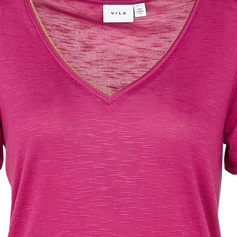 T-shirt Fuchsia Femme Vila Noel vue 3