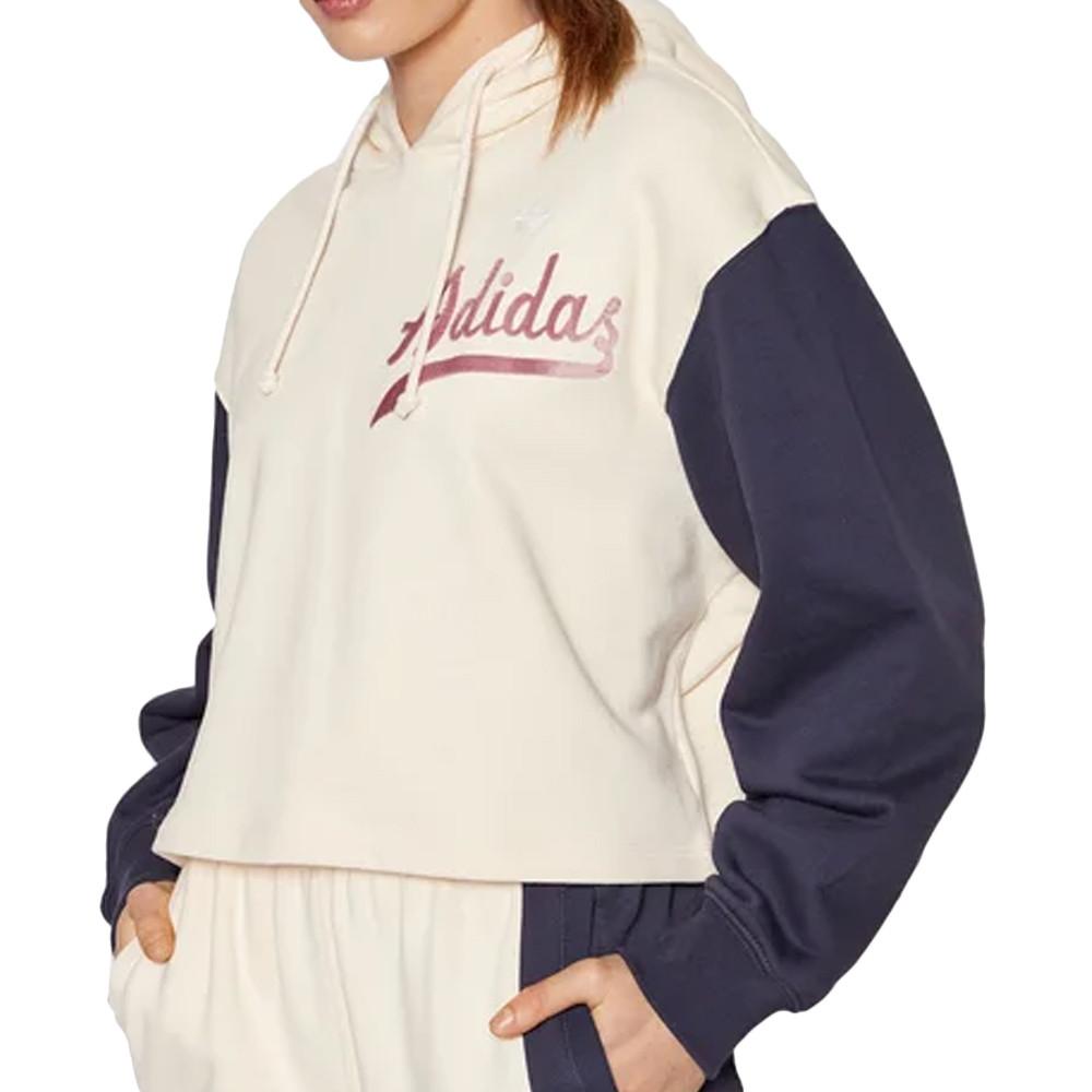 Sweat Beige/Marine Femme Adidas Hoodie pas cher