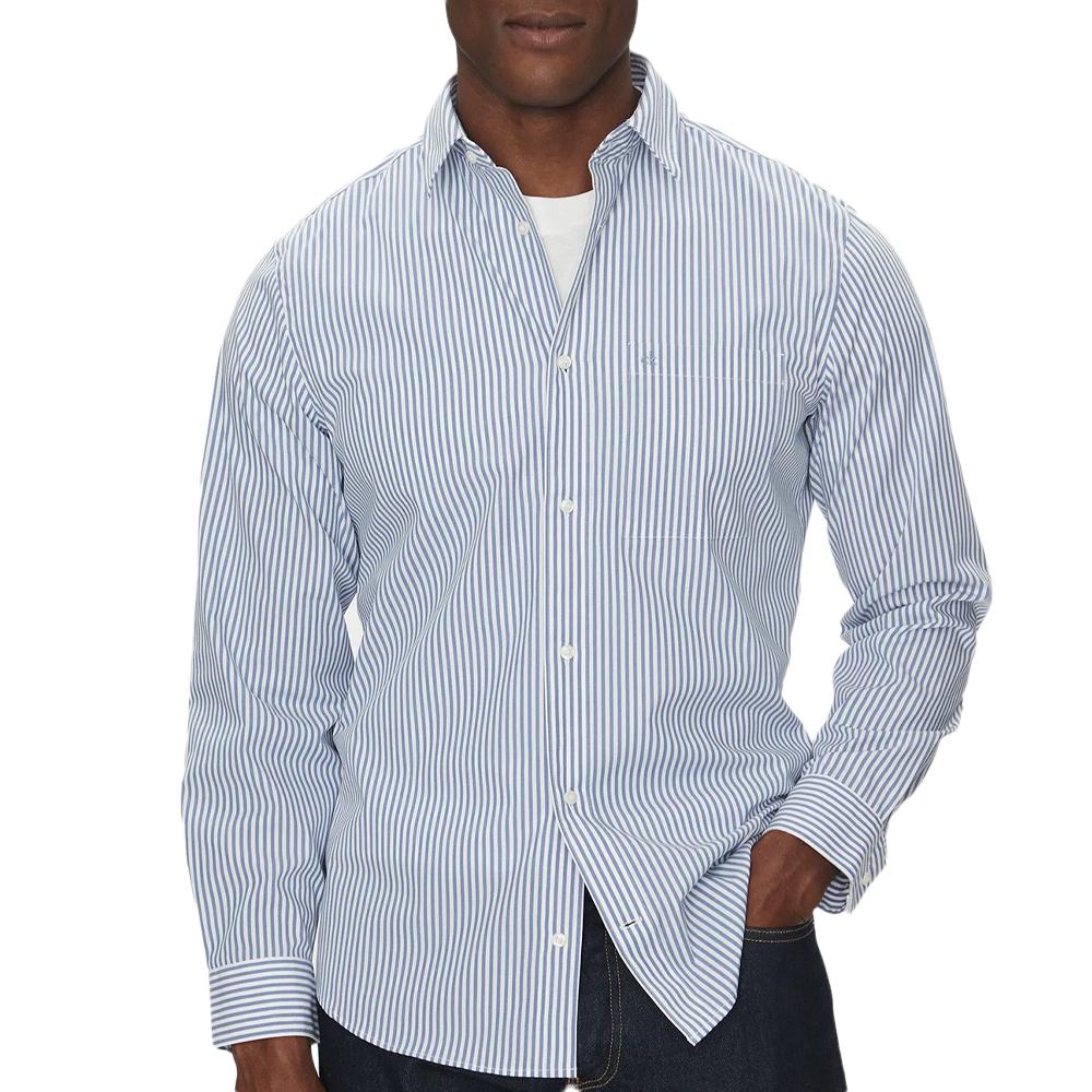 Chemise à Rayures Bleu Homme Calvin Klein Jeans Poplin Stripe pas cher