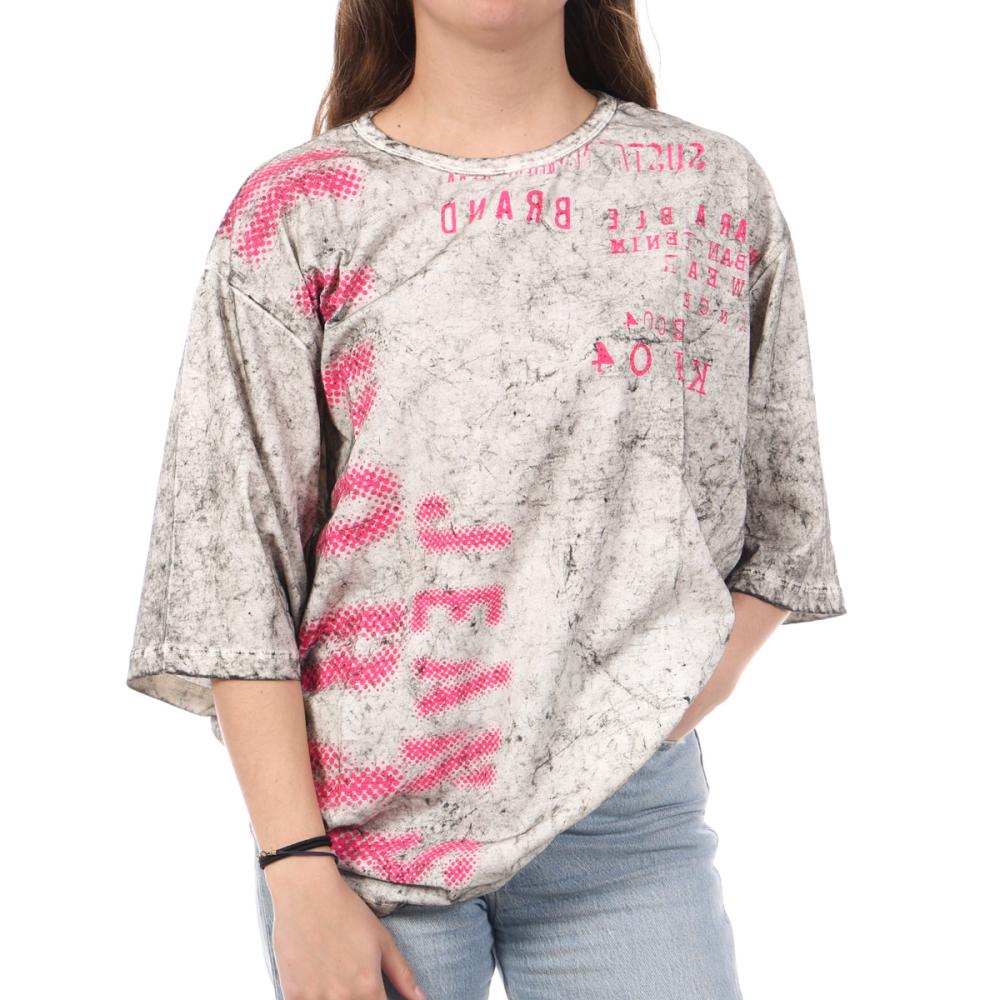 T-Shirt Gris/Rose Femme Kaporal VANNE pas cher