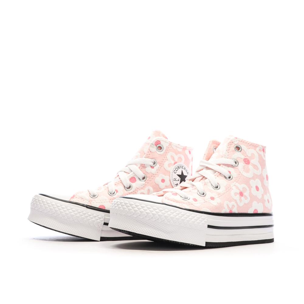 Baskets Rose à fleurs Fille Converse All Star Lift Platform Floral vue 5
