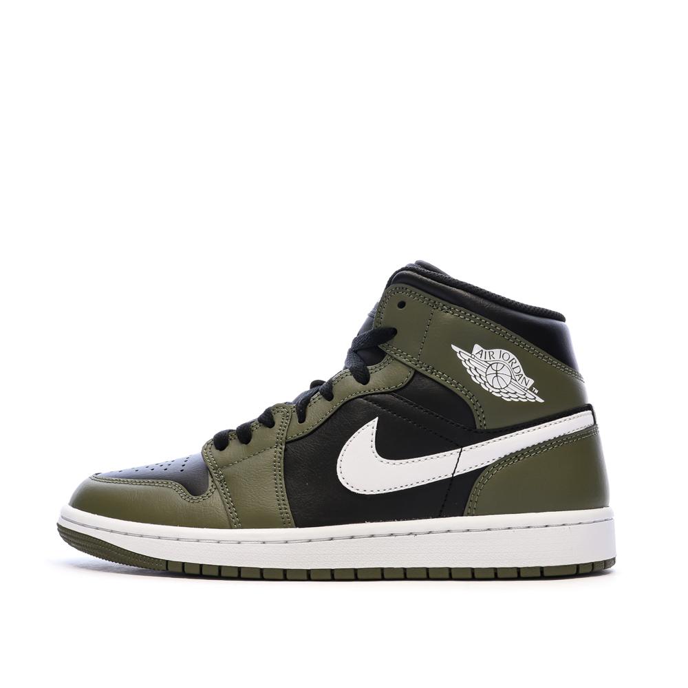 Air Jordan 1 Mid Kaki/Noir Homme Nike pas cher