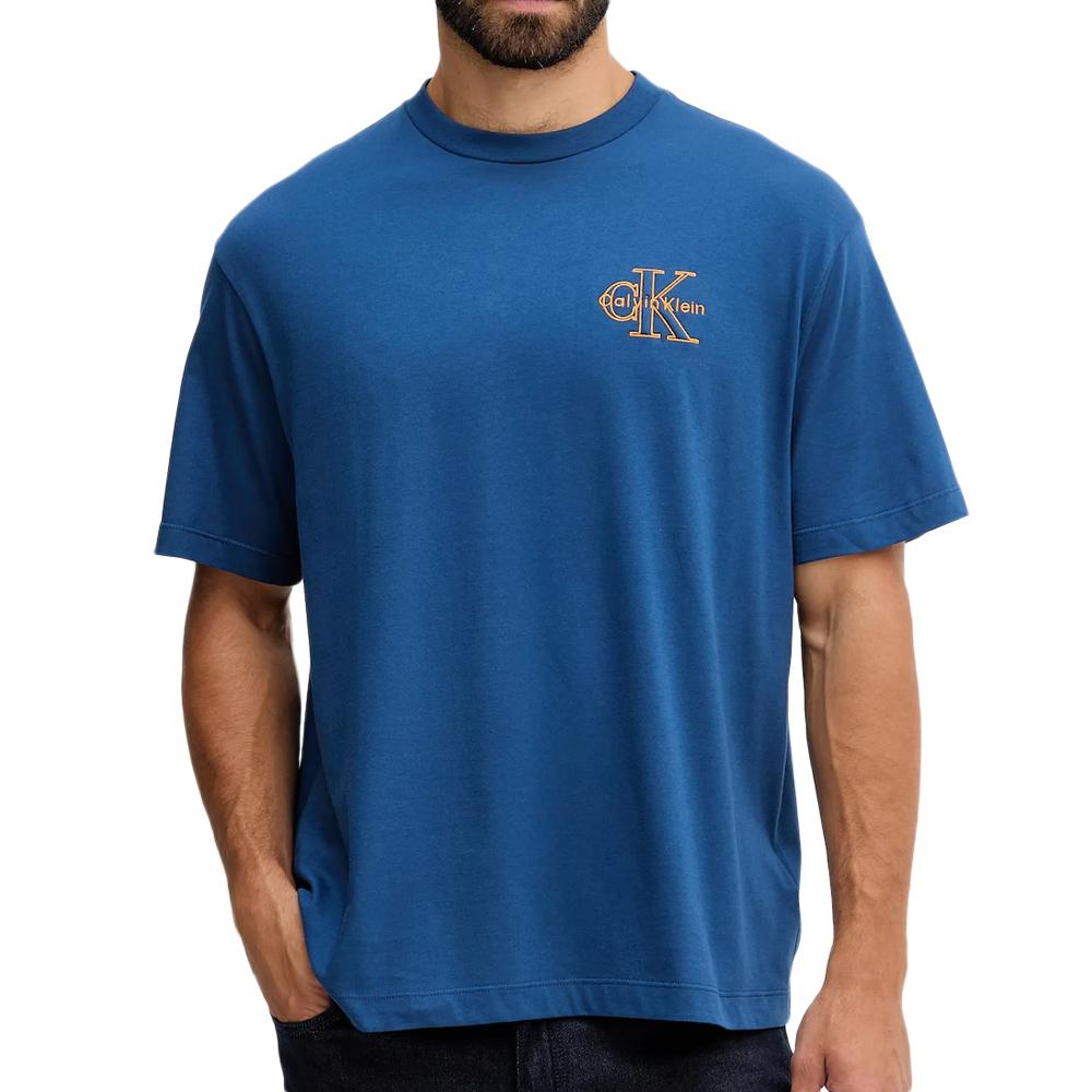 T-Shirt Bleu Homme Calvin Klein Jeans Monolog pas cher