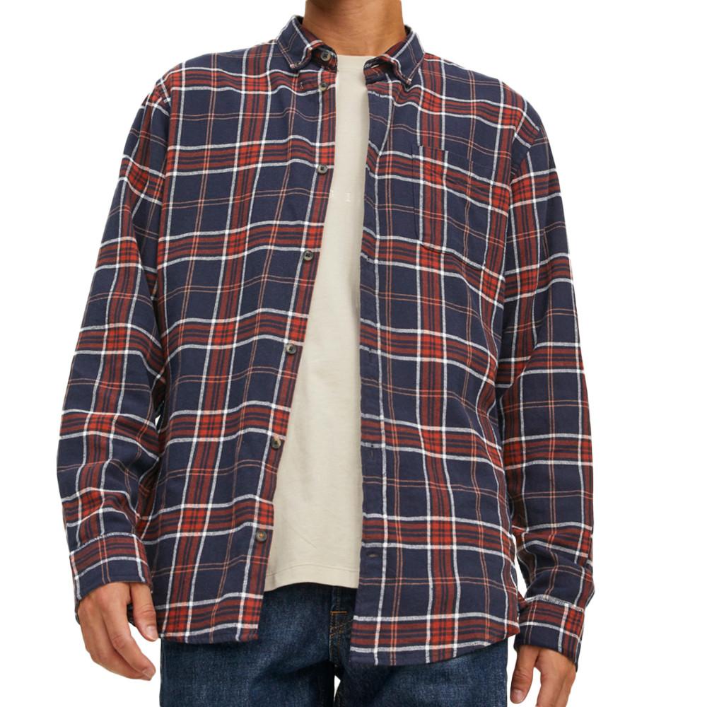 Chemise à Carreaux Orange/Marine Homme Jack & Jones Classic Check pas cher