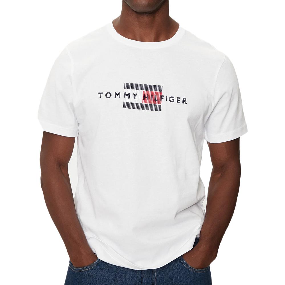 T-shirt Blanc Homme Tommy Hilfiger Flag pas cher