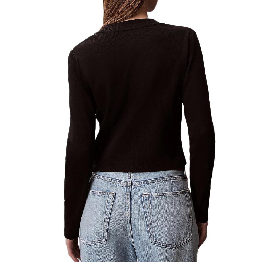 T-Shirt Manches Longues Noir Femme Calvin Klein Jeans Baby vue 2