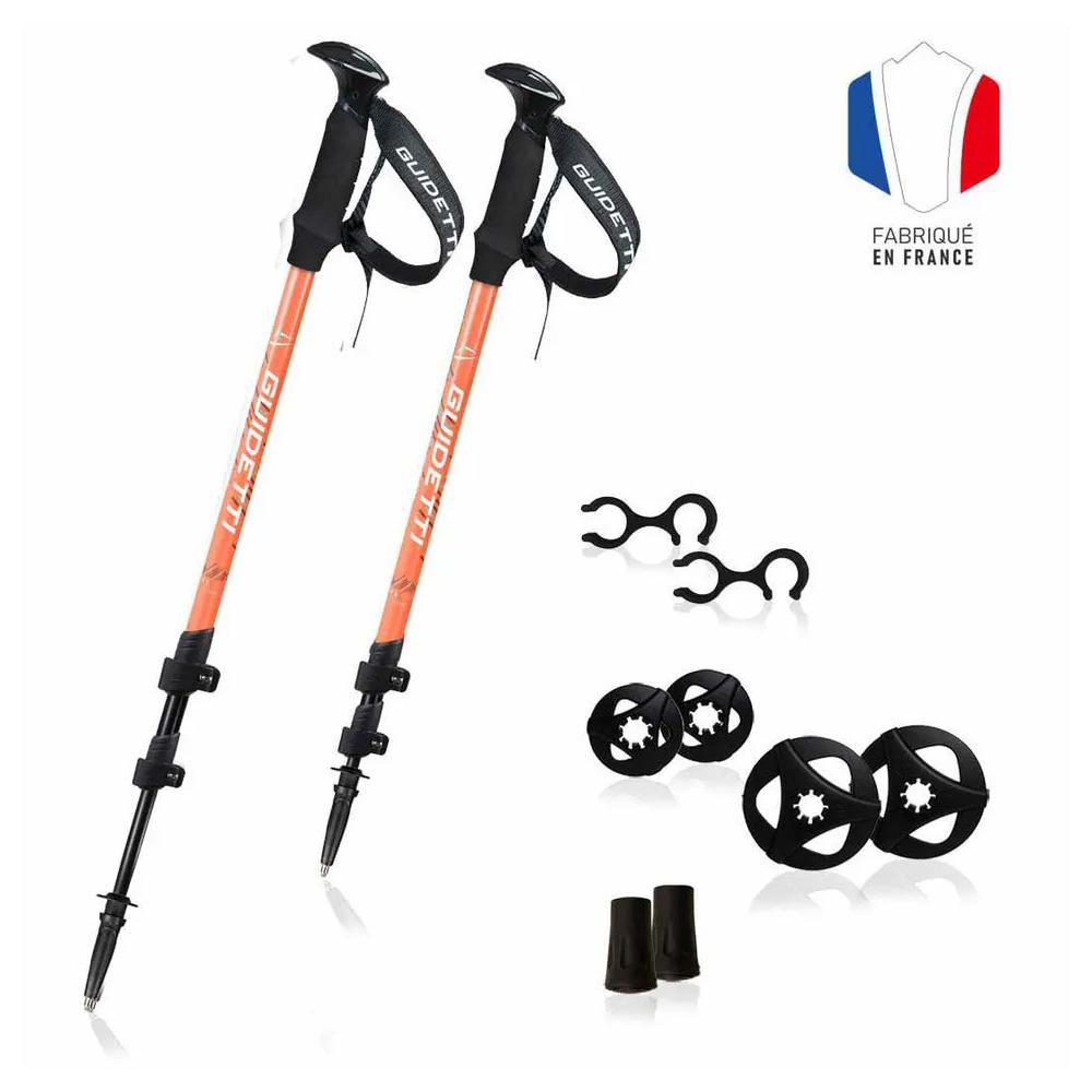 Orange Guidetti Altitude Safran adjustable walking poles affordable