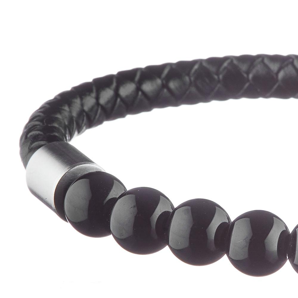 Bracelet Cuir Tréssé Noir Homme Geographical Norway SG-315004 vue 3