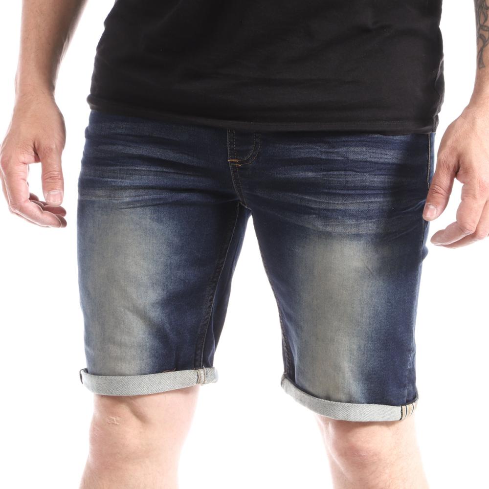 Short en Jean Bleu Foncé Homme Paname Brothers LEV pas cher