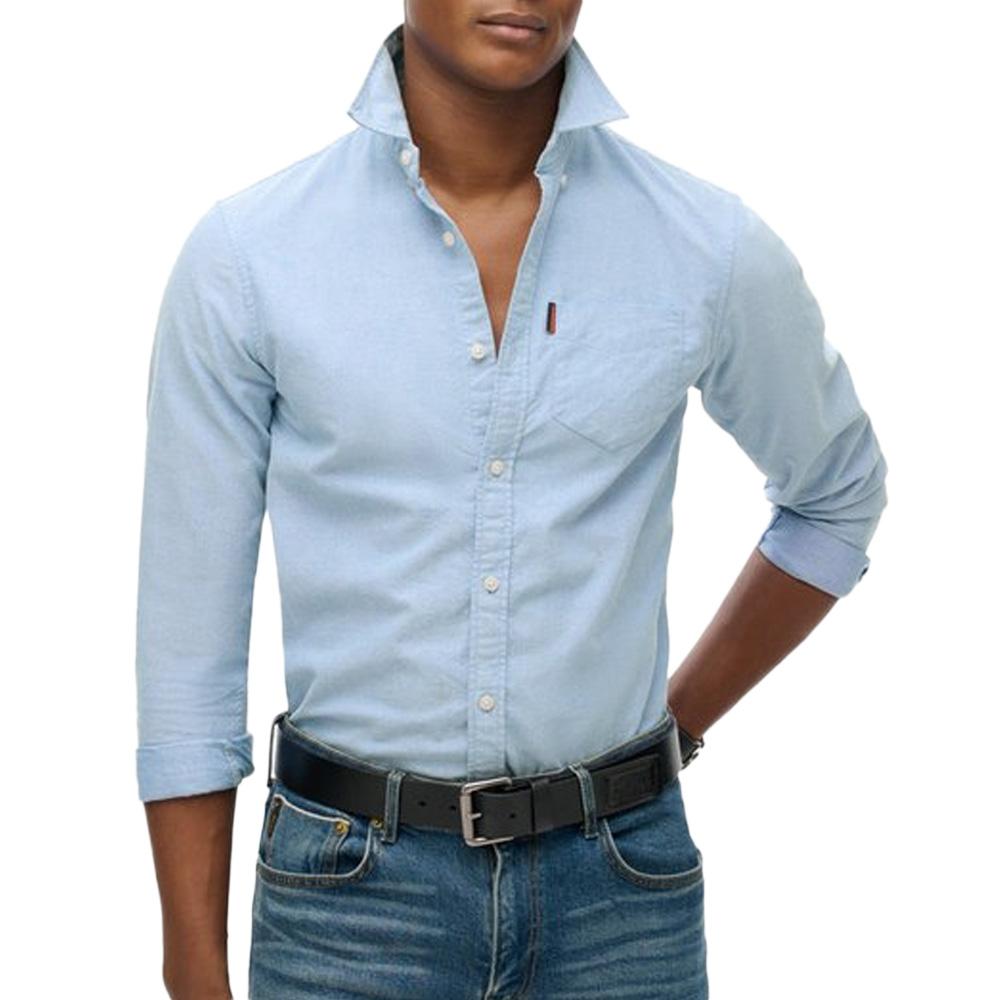 Chemise Bleu Homme Superdry Oxford pas cher