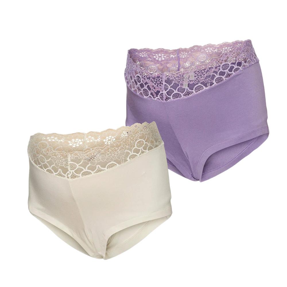 X2 Culottes de Grossesse Écru/Violet Femme Mamalicious Modal pas cher