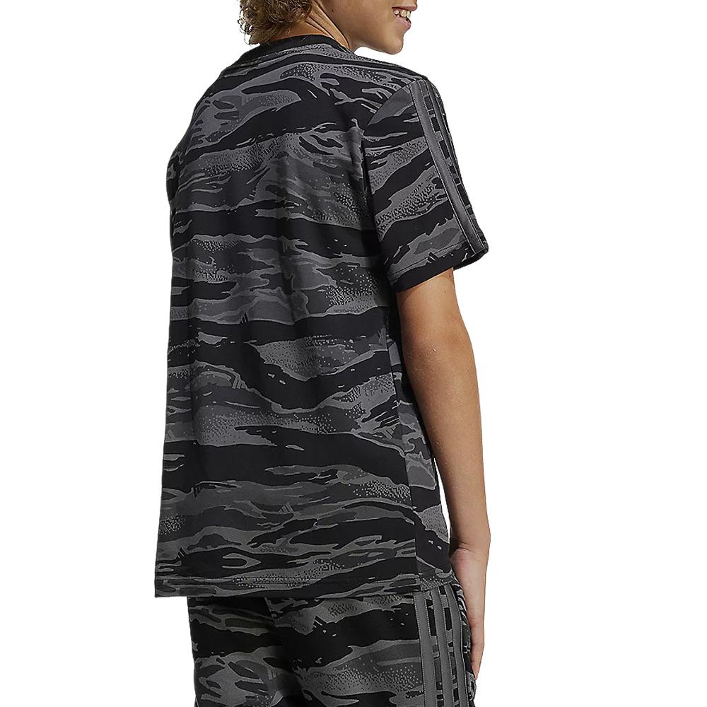 Graues Adidas Camo-T-Shirt für Jungen Ansicht 2